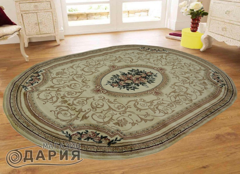 Тъкан персийски килим Blue stones 5261_cream елипса